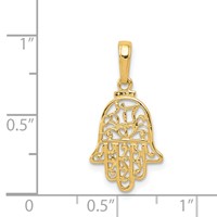 14K Yellow Gold Filigree Chamseh Pendant view 3