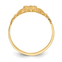 14K Yellow Gold Satin and Diamond-cut Claddagh Ring view 2