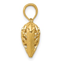 14K Yellow Gold Polished 3-D Filigree Puffed Heart Pendant view 2