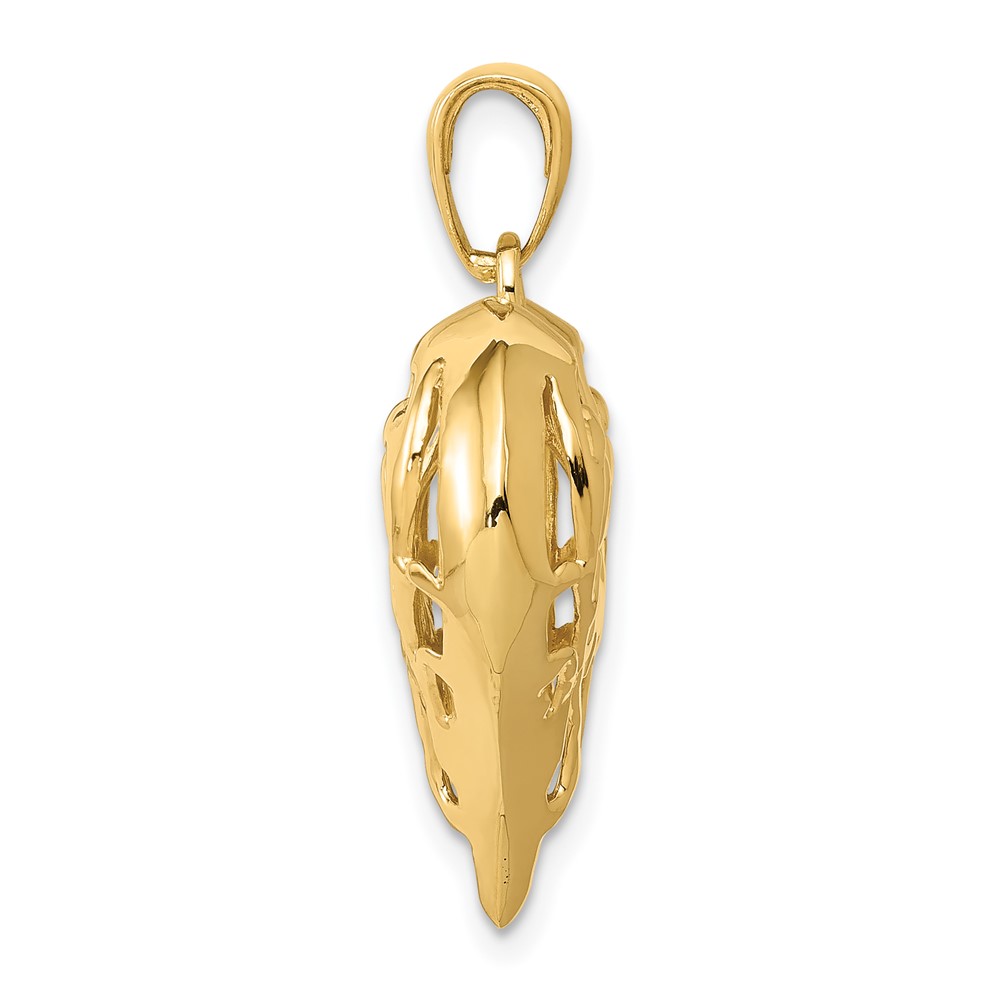 14K Polished 3-D Filigree Puffed Heart Pendant (D3821)