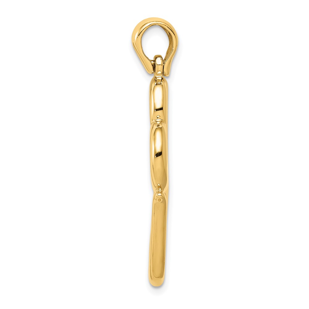 14K Polished Connected Double Hearts Pendant (D3824)