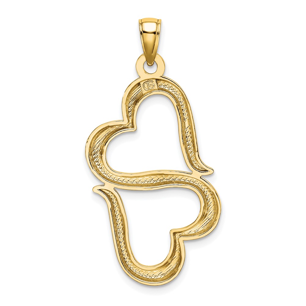 14K Polished Connected Double Hearts Pendant (D3824)