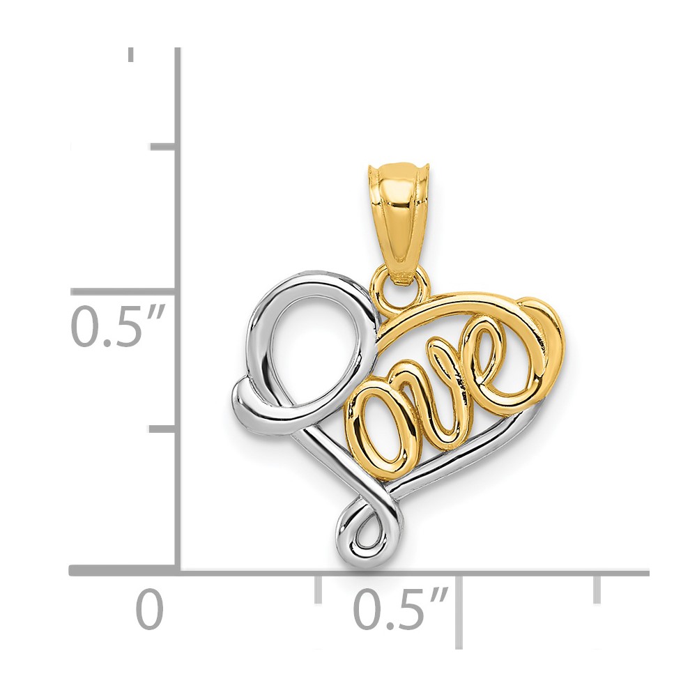 14k and Rhodium LOVE Pendant (D3846)