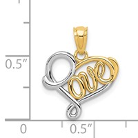 14K and White Rhodium Love Heart Pendant view 3