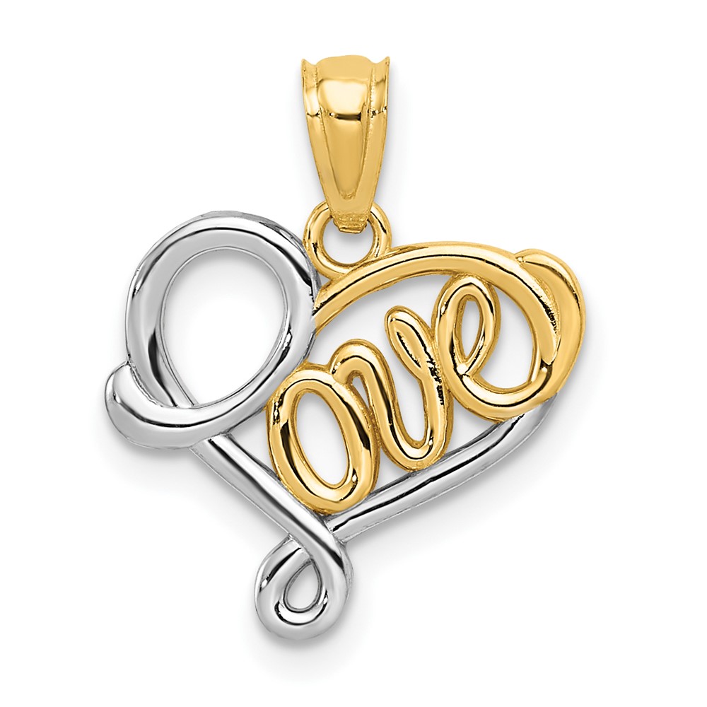14k and Rhodium LOVE Pendant (D3846)
