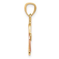 14K Two-tone Heart Lock and Key Pendant view 2