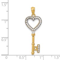 14K and White Rhodium Polished Heart Key Charm view 3