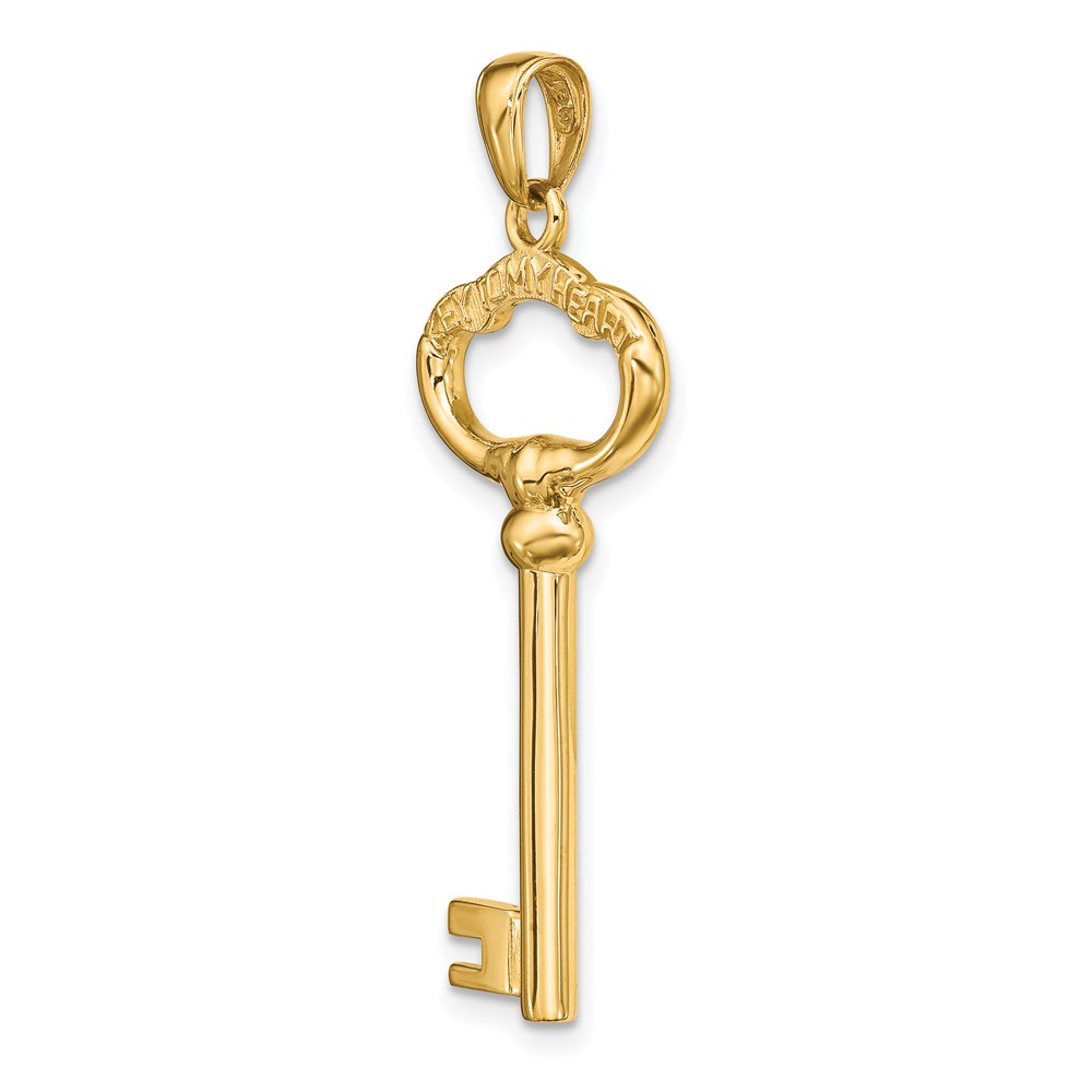 14K Polished 3-D KEY TO MY HEART Key Charm (D3853)