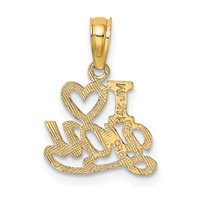 14K Yellow Gold Polished and Textured I Heart You Charm view 4