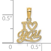 14K Yellow Gold Polished and Textured I Heart You Charm view 3