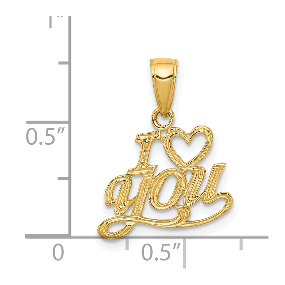 14K Polished and Textured I HEART YOU Pendant (D3869)