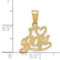 14K Yellow Gold Polished and Textured I Heart You Pendant view 3