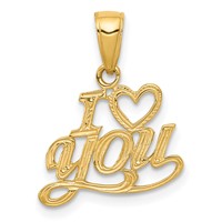 14K Yellow Gold Polished and Textured I Heart You Pendant view 1