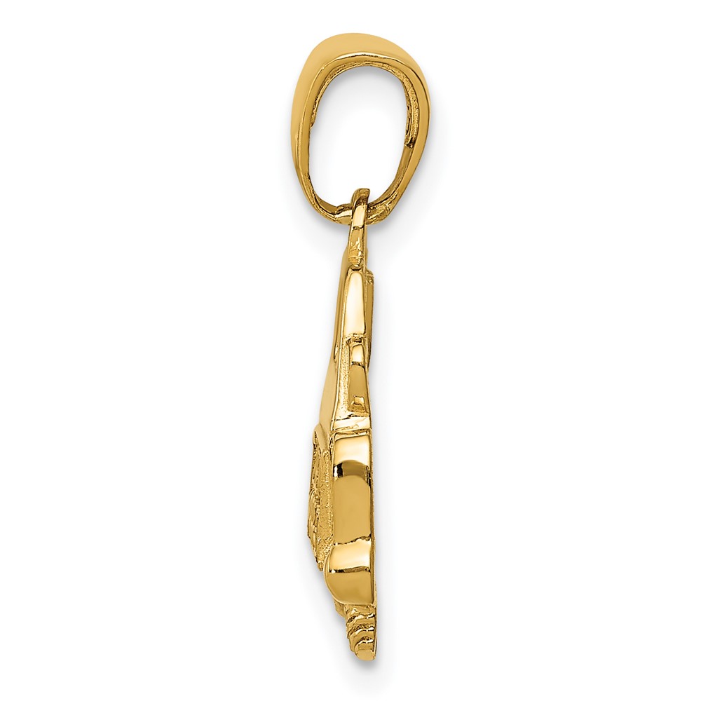 14K Polished and Textured Just Married Pendant (D3887)