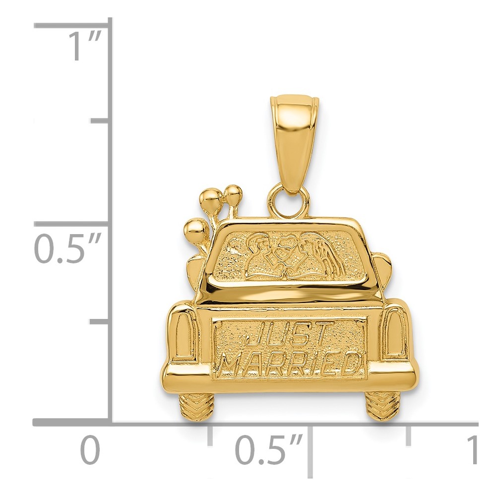 14K Polished and Textured Just Married Pendant (D3887)