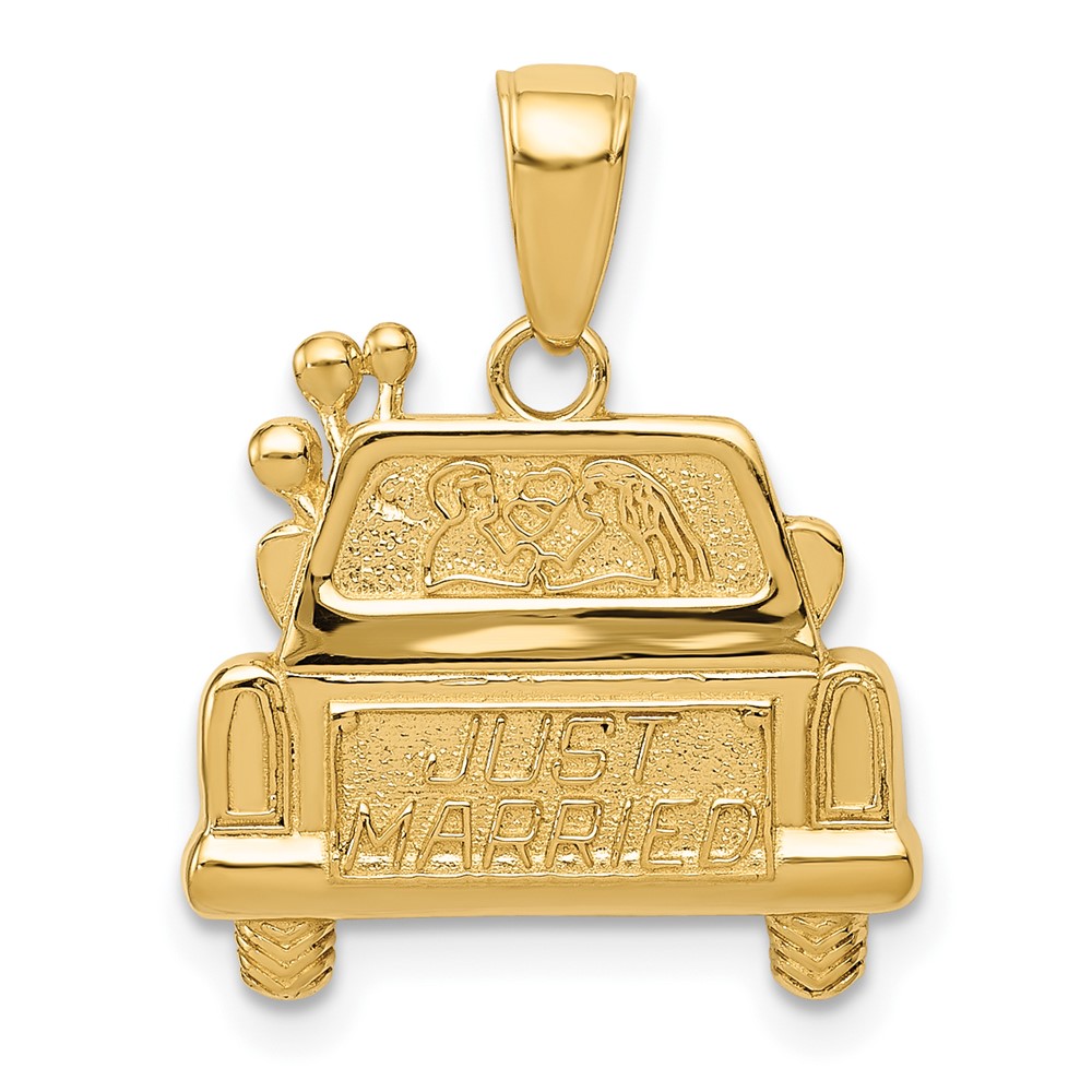 14K Polished and Textured Just Married Pendant (D3887)