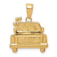 14K Yellow Gold Polished and Textured Just Married Car Pendant view 1
