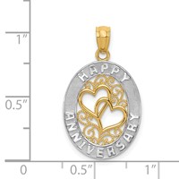 14K and White Rhodium Happy Anniversary Hearts Pendant view 3