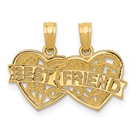14K Yellow Gold Best Friend 2-Piece Break-apart Double Hearts Pendant view 1