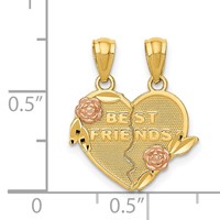 14K Two-tone Best Friends 2-Piece Break-Apart Heart Pendant view 3
