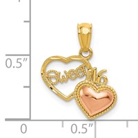 14K Two-tone Sweet 16 Heart Pendant view 3