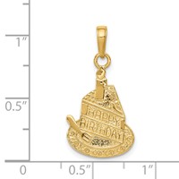 14K Yellow Gold Slice of Cake Pendant with Candle Happy Birthday view 3