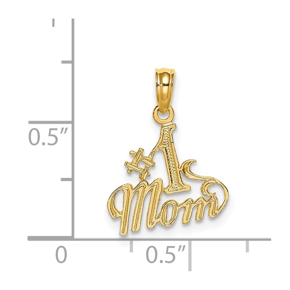 14K Polished #1 MOM Pendant (D3926)