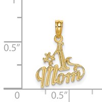 14K Yellow Gold Polished #1 Mom Pendant view 4