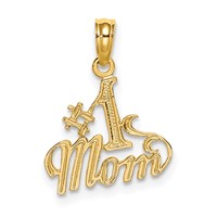 14K Yellow Gold Polished #1 Mom Pendant view 1