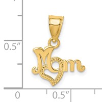 14K Yellow Gold Mom Charm with Heart view 3