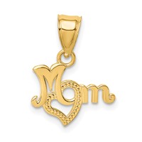 14K Yellow Gold Mom Charm with Heart view 1
