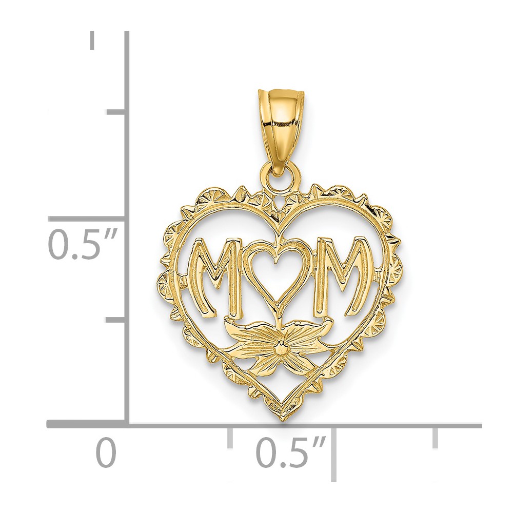 14K MOM in Heart Charm (D3941)