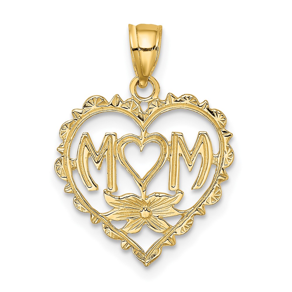 14K MOM in Heart Charm (D3941)
