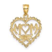14K Mom in Heart Charm view 1