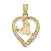 14K Yellow Gold #1 Mom in Heart Charm view 3