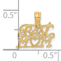 14K Yellow Gold Best Mom Charm with Heart view 3