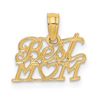 14K Yellow Gold Best Mom Charm with Heart view 1