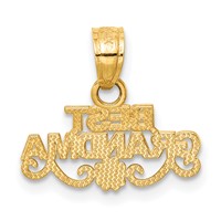 14K Yellow Gold Best Grandma Pendant with Flower view 4