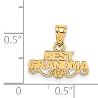 14K Yellow Gold Best Grandma Pendant with Flower view 3