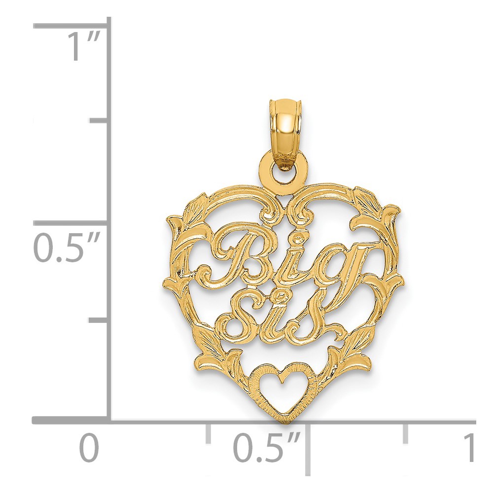 14K BIG SIS in Heart Charm (D3973)