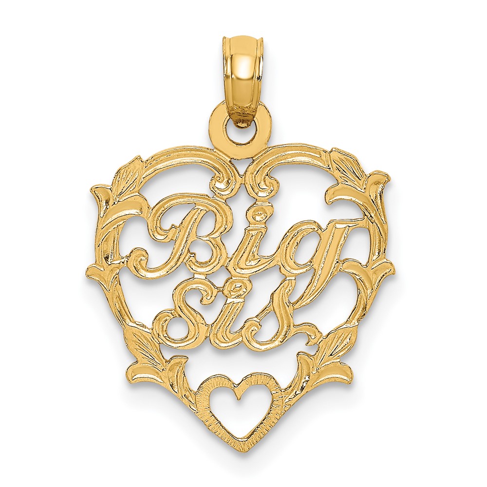 14K BIG SIS in Heart Charm (D3973)