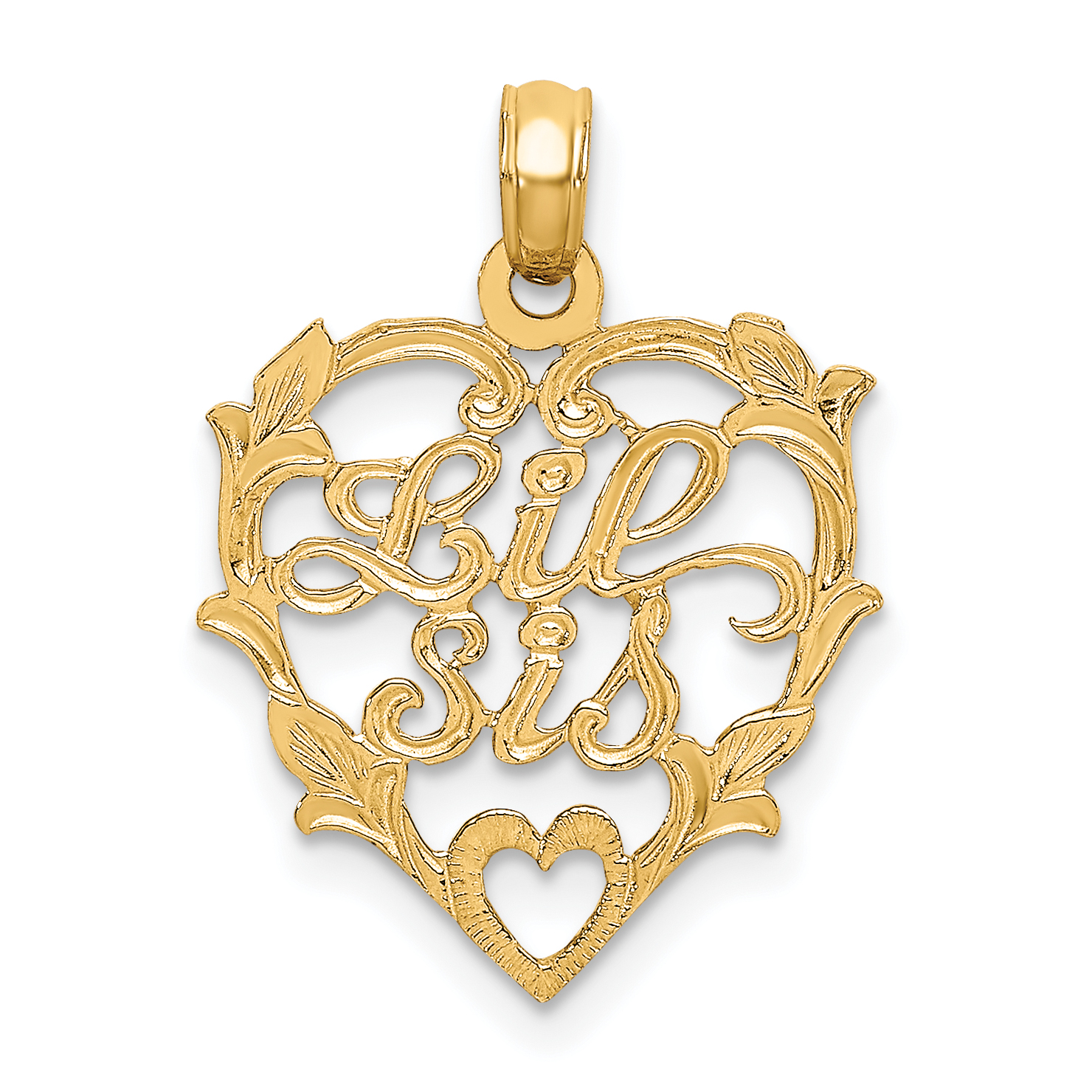 14K LIL SIS in Heart Charm D3974