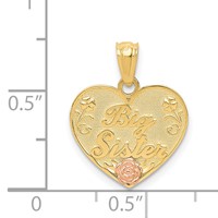 14K Two-tone Big Sister Heart Pendant view 3