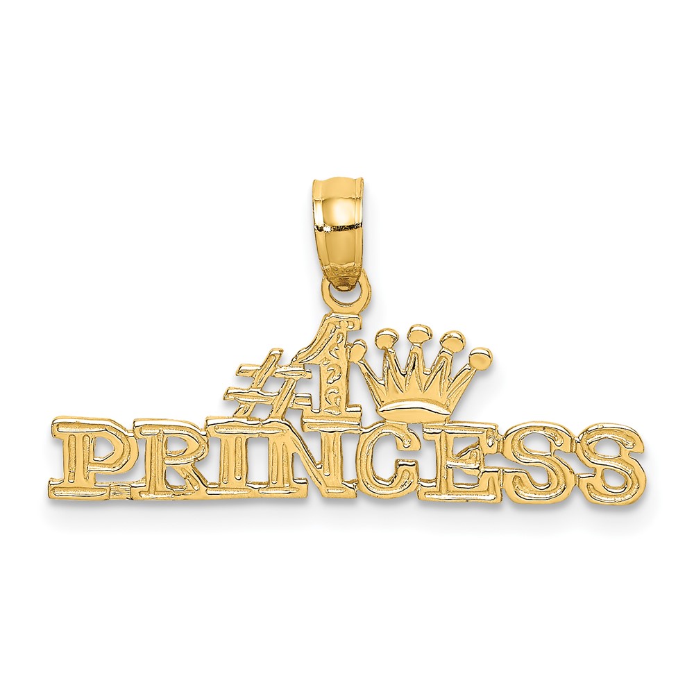 14K Yellow Gold #1 Princess Charm with Crown