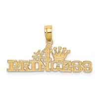 14K Yellow Gold #1 Princess Charm with Crown view 1