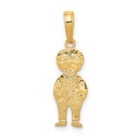 14K Yellow Gold Boy Pendant with Hands in Pocket view 1
