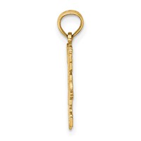 14K Yellow Gold Girl Waving Charm with Flower on Blouse view 2