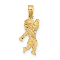 14K Yellow Gold Girl Waving Charm with Flower on Blouse view 4
