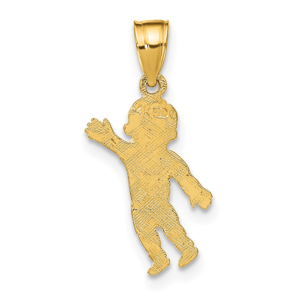 14K Boy Waving with Heart on Pocket Charm (D3994)