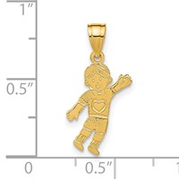 14K Yellow Gold Boy Waving Charm with Heart on Pocket view 3